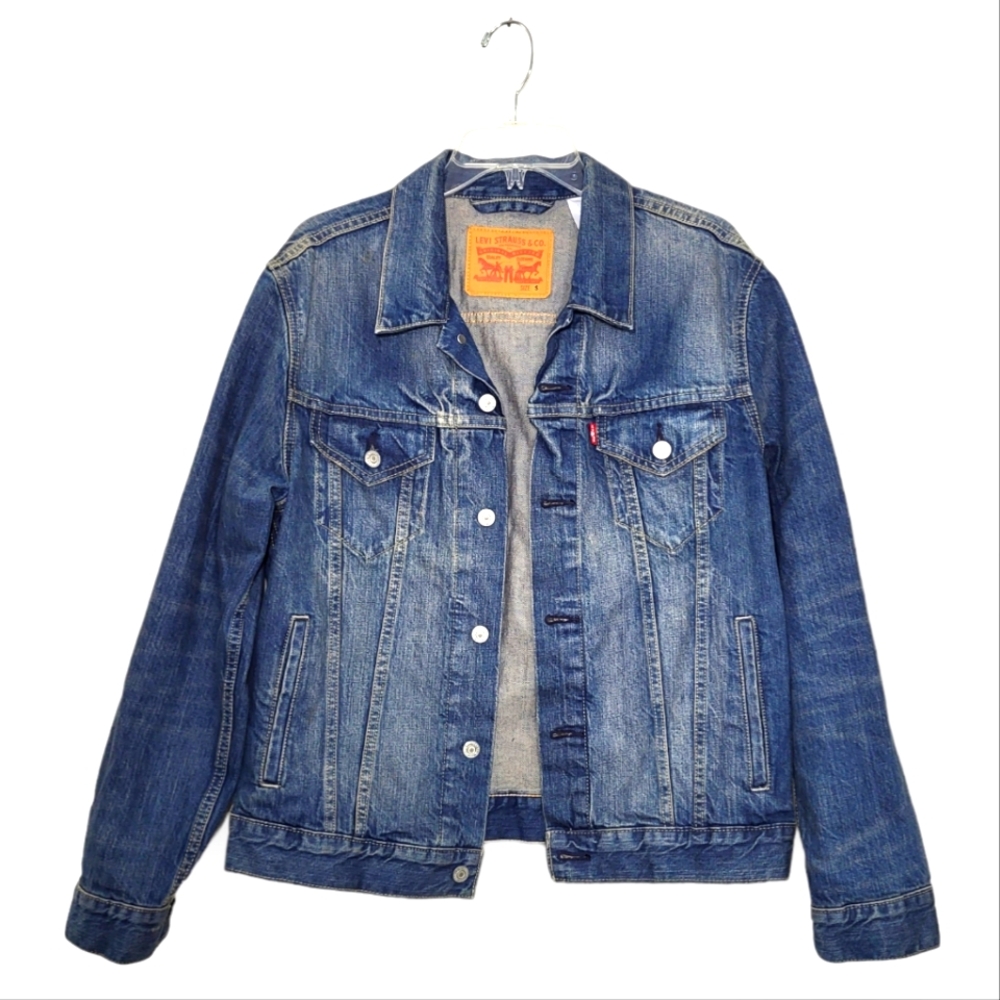 Levi's Jean Jacket Blue Button Front Waist Jacket Small